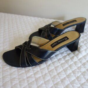 Vtg ETIENNE AIGNER Houston Black Leather Cross-Over Slides Sandals – Wmns 8M